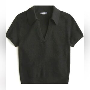J.Crew | Cashmere collared short-sleeve sweater | Black | Size M